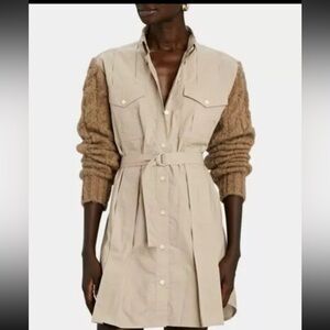 Derek Lam 10 Crosby Khaki Vivian mixed media dress sz. 14